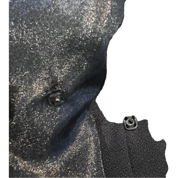 Betsy & Adam Black Mesh V Back Oversized Bow Rhinestone Occasion Party Dress - Picture 9 of 16